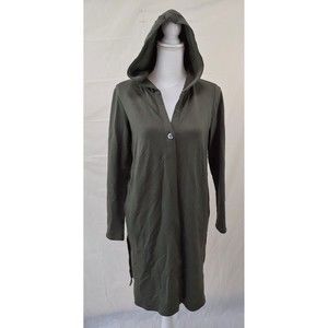 Pure Jill Womens Hooded Jacket Sweater Small Green Duster Cardigan Button J Jill